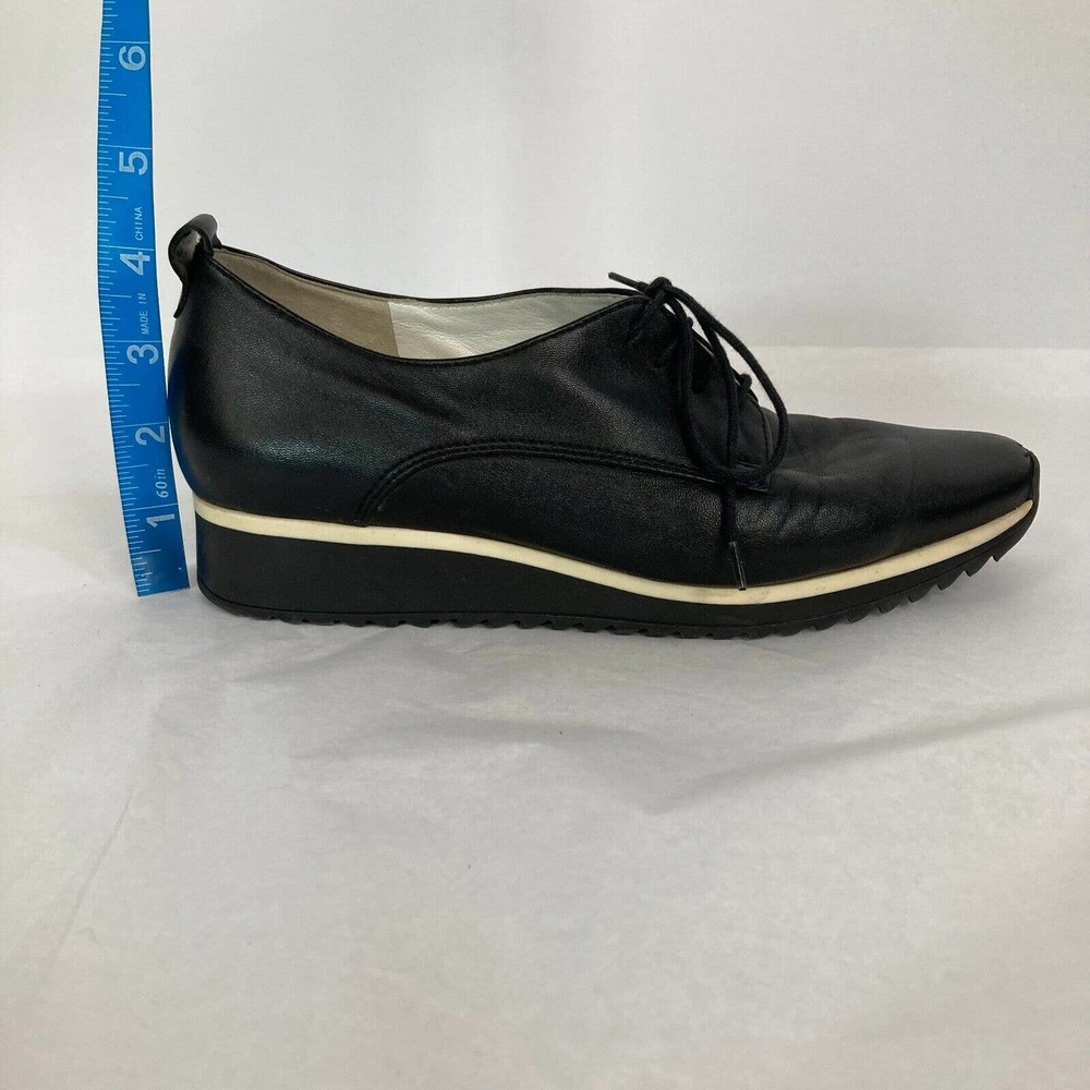 HOGL Shoes Womens Sz 9.5 UK 7 Black Lace Up Flat Wedge Leather Casual - Picture 6 of 11